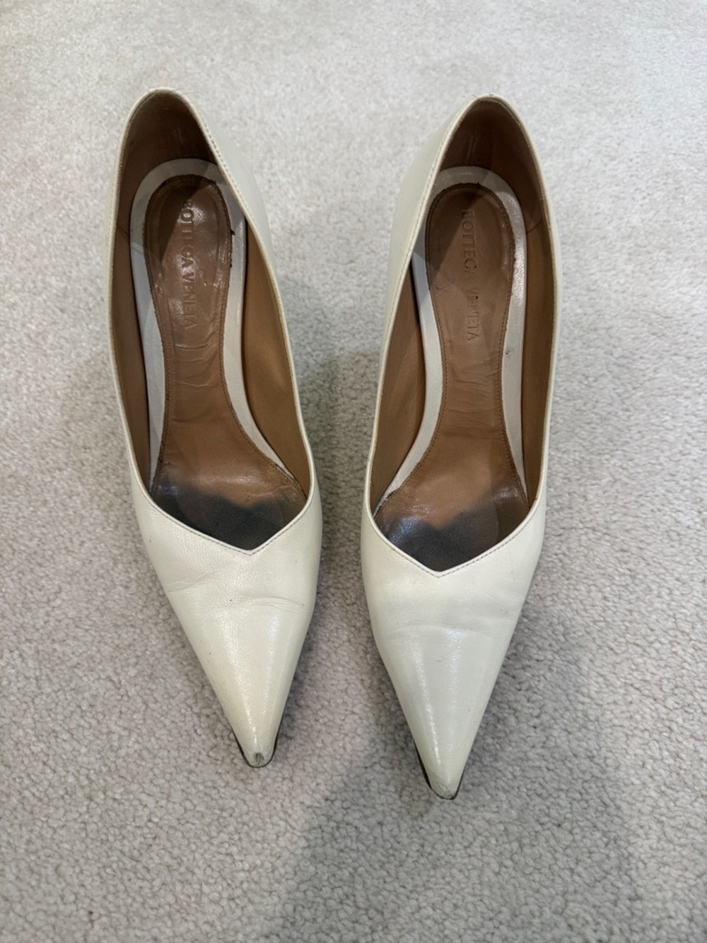 Bottega Veneta White Punta leather wedges Pointed-Toe pumps